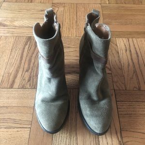 Olive Green Suede Booties